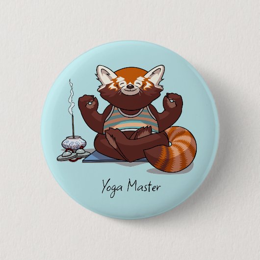 Rode Panda Yoga Meester Student Geschenk Dier Kuns Ronde Button 5,7 Cm (Voorkant)