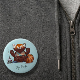 Rode Panda Yoga Meester Student Geschenk Dier Kuns Ronde Button 5,7 Cm