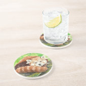 Rode panda zandsteen onderzetter (Zijkant)