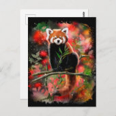 Rode panda zit op een tak briefkaart (Voorkant / Achterkant)