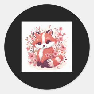 Rode panda's en kersenbloesems in de trend van het ronde sticker
