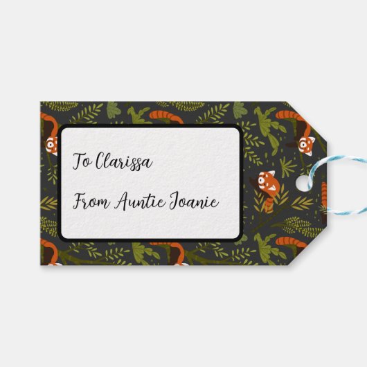 Rode panda's in het Zwarte Woud Cadeaulabel (Voorkant (Horizontaal))