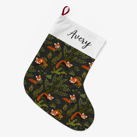 Rode panda's in het Zwarte Woud gepersonaliseerd Grote Kerstsok (Voorkant (Hangend))