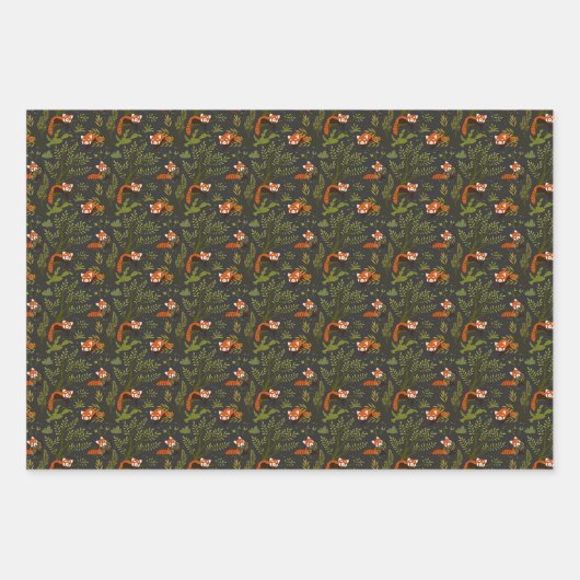 Rode panda's in het Zwarte Woud Inpakpapier Vel (Voorkant 3)