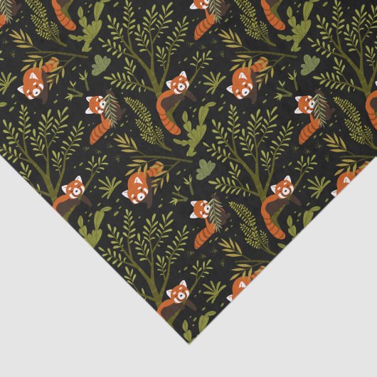 Rode panda's in het Zwarte Woud Tissuepapier (Detail)