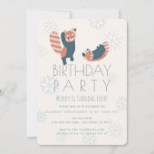 Rode Panda's Snowflake Verjaardagsfeest Uitnodigin Kaart (Voorkant)