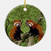 Rode panda's vorsen keramisch ornament (Achterkant)