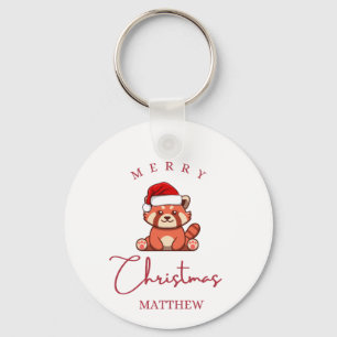 Rode panda's: Vrolijke Kerstmis Matthew Sleutelhanger