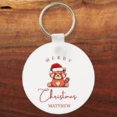 Rode panda's: Vrolijke Kerstmis Matthew Sleutelhanger (Voorkant)