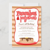 Rode pannenkoeken en Pajamas Birthday Party Magnetische Uitnodiging (Voorkant)