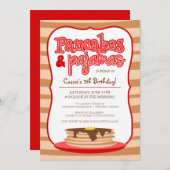 Rode pannenkoeken en uitnodiging van Pajamas Birth (Voorkant / Achterkant)