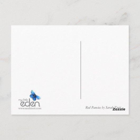 Rode pansieën briefkaart (Achterkant)