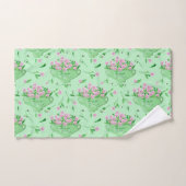 Rode pansies groene kom en achtergrond bad handdoek (Handdoek)