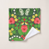 Rode pansies, vogels en vlinders bad handdoek (Wasdoekje)