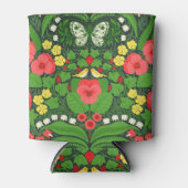 Rode pansies, vogels en vlinders blikjeskoeler (Voorkant)