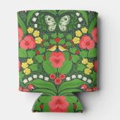 Rode pansies, vogels en vlinders blikjeskoeler (Achterkant)