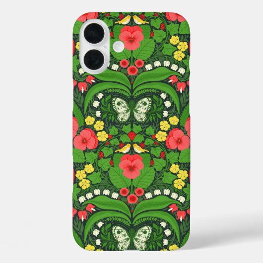 Rode pansies, vogels en vlinders Case-Mate iPhone case (Achterkant)