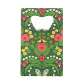 Rode pansies, vogels en vlinders creditkaart flessenopener (Achterkant)