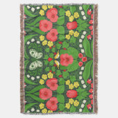 Rode pansies, vogels en vlinders deken (Voorkant Verticaal)