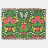 Rode pansies, vogels en vlinders deken (Voorkant)