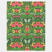 Rode pansies, vogels en vlinders fleece deken (Voorkant)