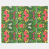 Rode pansies, vogels en vlinders fleece deken (Voorkant (Horizontaal))
