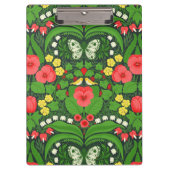 Rode pansies, vogels en vlinders klembord (Voorkant)