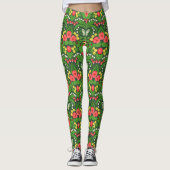 Rode pansies, vogels en vlinders leggings (Voorkant)