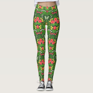 Rode pansies, vogels en vlinders leggings