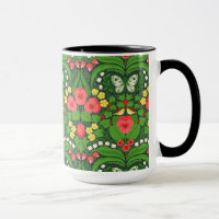 Rode pansies, vogels en vlinders