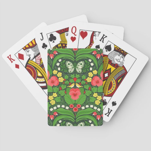 Rode pansies, vogels en vlinders pokerkaarten (Achterkant)
