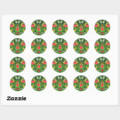 Rode pansies, vogels en vlinders ronde sticker (Vel)