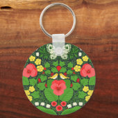 Rode pansies, vogels en vlinders sleutelhanger (Voorkant)