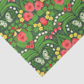 Rode pansies, vogels en vlinders tissuepapier (Detail)