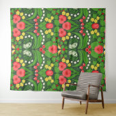 Rode pansies, vogels en vlinders wandkleed (In Situ (horizontaal))