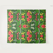 Rode pansies, vogels en vlinders wandkleed (Voorkant (horizontaal))