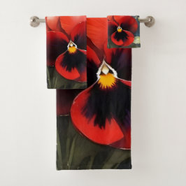 rode pansies waterverf schilderij bad handdoek