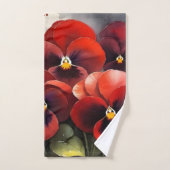  rode pansies waterverf schilderij bad handdoek (Handdoek)