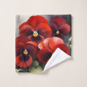  rode pansies waterverf schilderij bad handdoek (Wasdoekje)