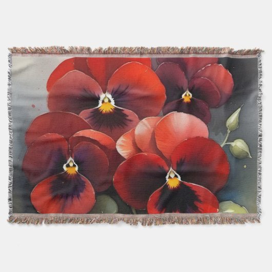 rode pansies waterverf schilderij deken (Voorkant)