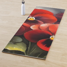  rode pansies waterverf schilderij yogamat