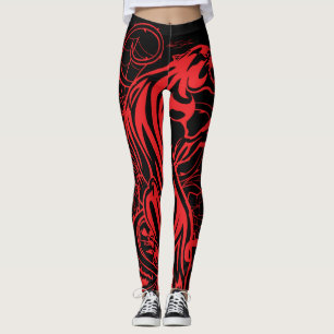 Rode Panter Gotische Tattoo Stijl Vet Donker Leggings
