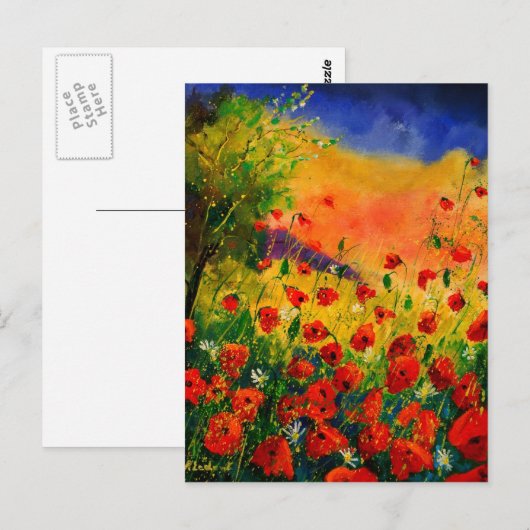 rode papaver 45 briefkaart (Voorkant / Achterkant)