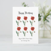 Rode papaver August Geboortebloem Verjaardag Kaart (Staand voorkant)