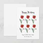 Rode papaver August Geboortebloem Verjaardag Kaart (Voorkant / Achterkant)