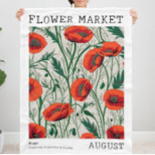 Rode papaver augustus Geboorte Bloemmarkt Groene B Fleece Deken