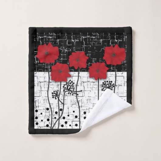 Rode papaver bad handdoek (Wasdoekje)