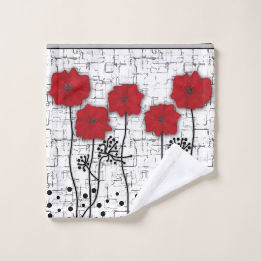 Rode papaver bad handdoek (Wasdoekje)