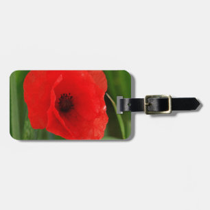 Rode papaver bagagelabel
