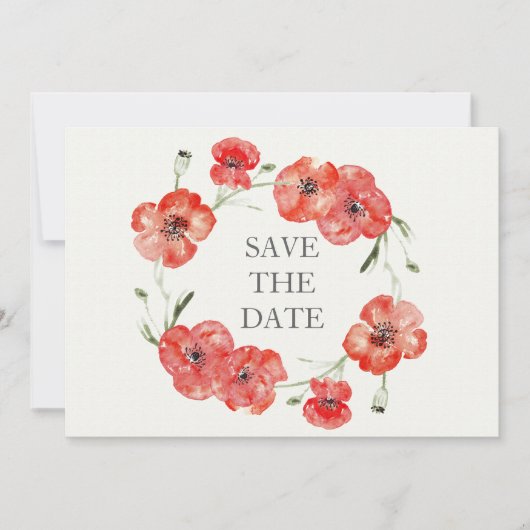 rode papaver, behalve de data save the date (Voorkant)